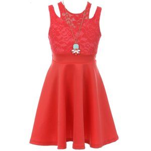 Cute Little Girls Sleeveless Floral Lace Party Birthday Easter Flower Girl Dress